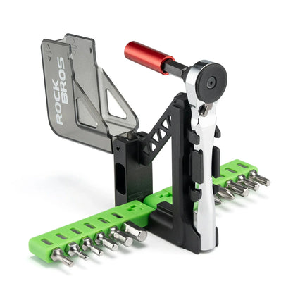 Portable cycling tool kit with mini ratchet and 12 bits for bikes