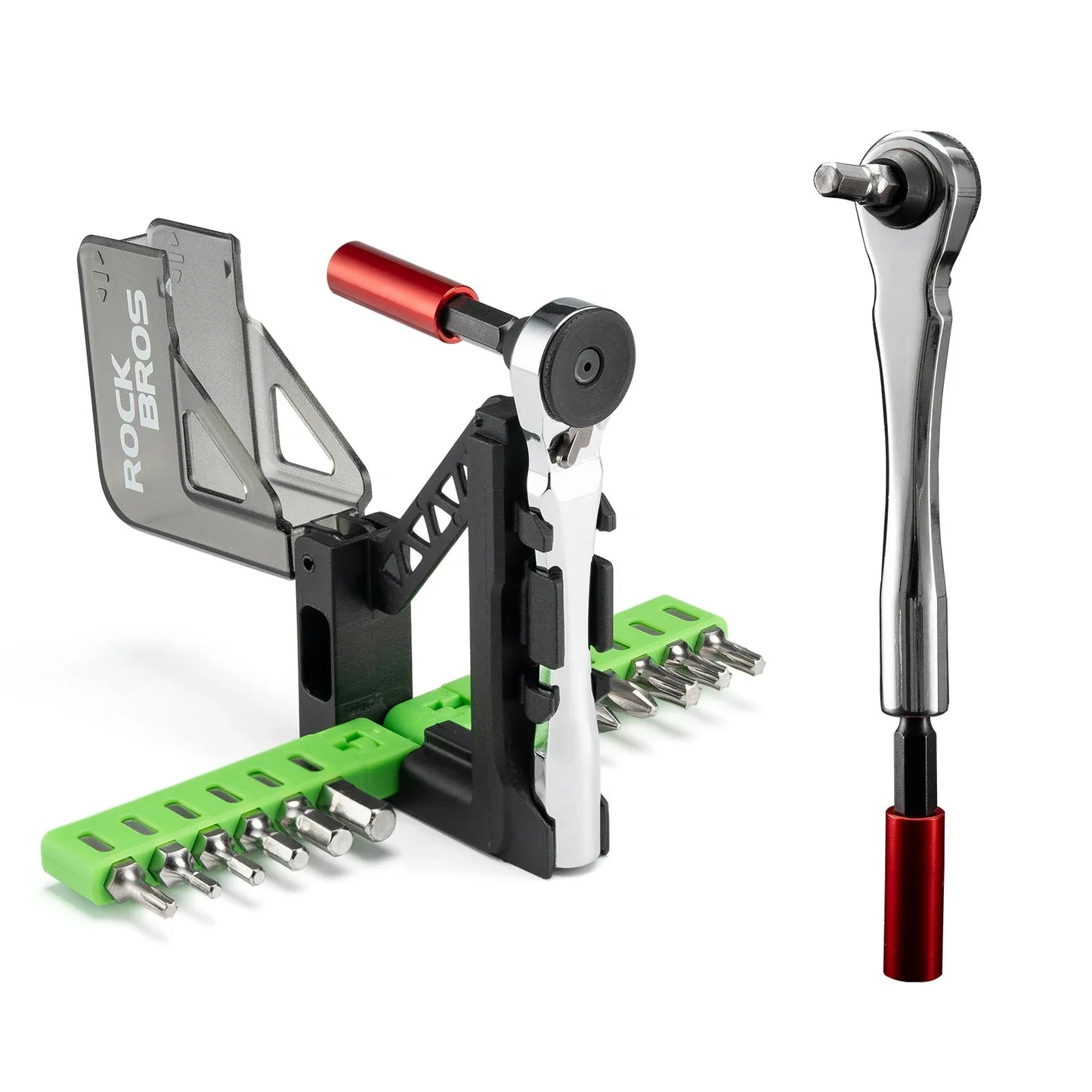 Portable cycling tool kit with mini ratchet and 12 bits for bikes