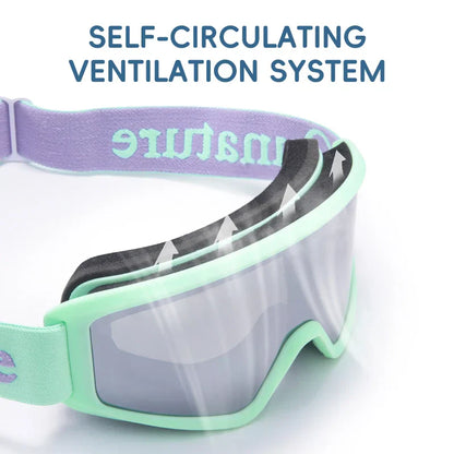 Goggles with a self-circulating ventilation system on a white background