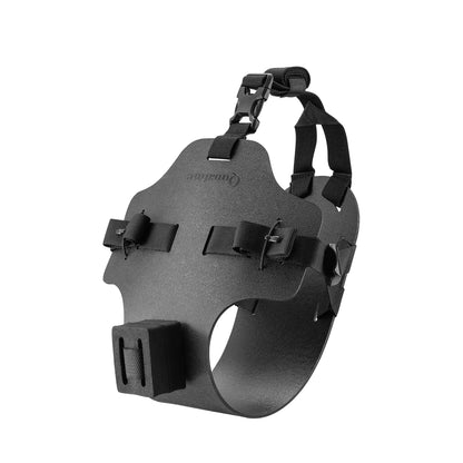 A black rear bag extension bracket that can be installed on the bicycle to store bags