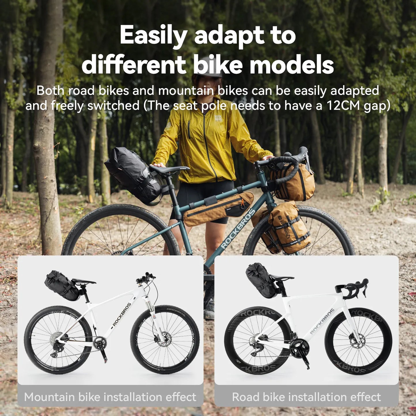 The black rear bag extension bracket can be adapted to different bicycle models