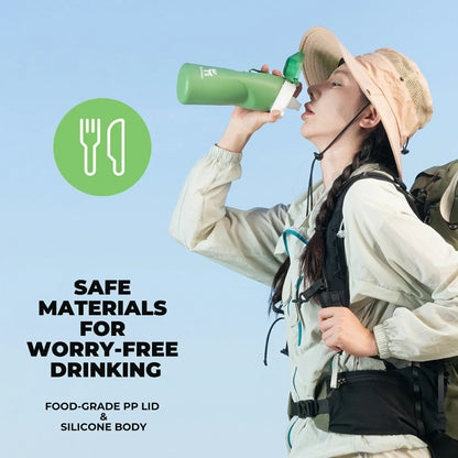 qunature 700 ml collapsible silicone water bottle #Color_Green