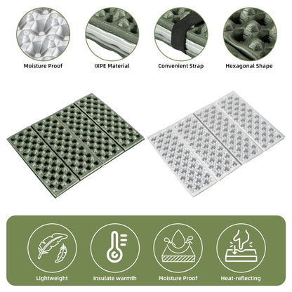 Hexagonal foam pad with features labeled on a white background#color_green