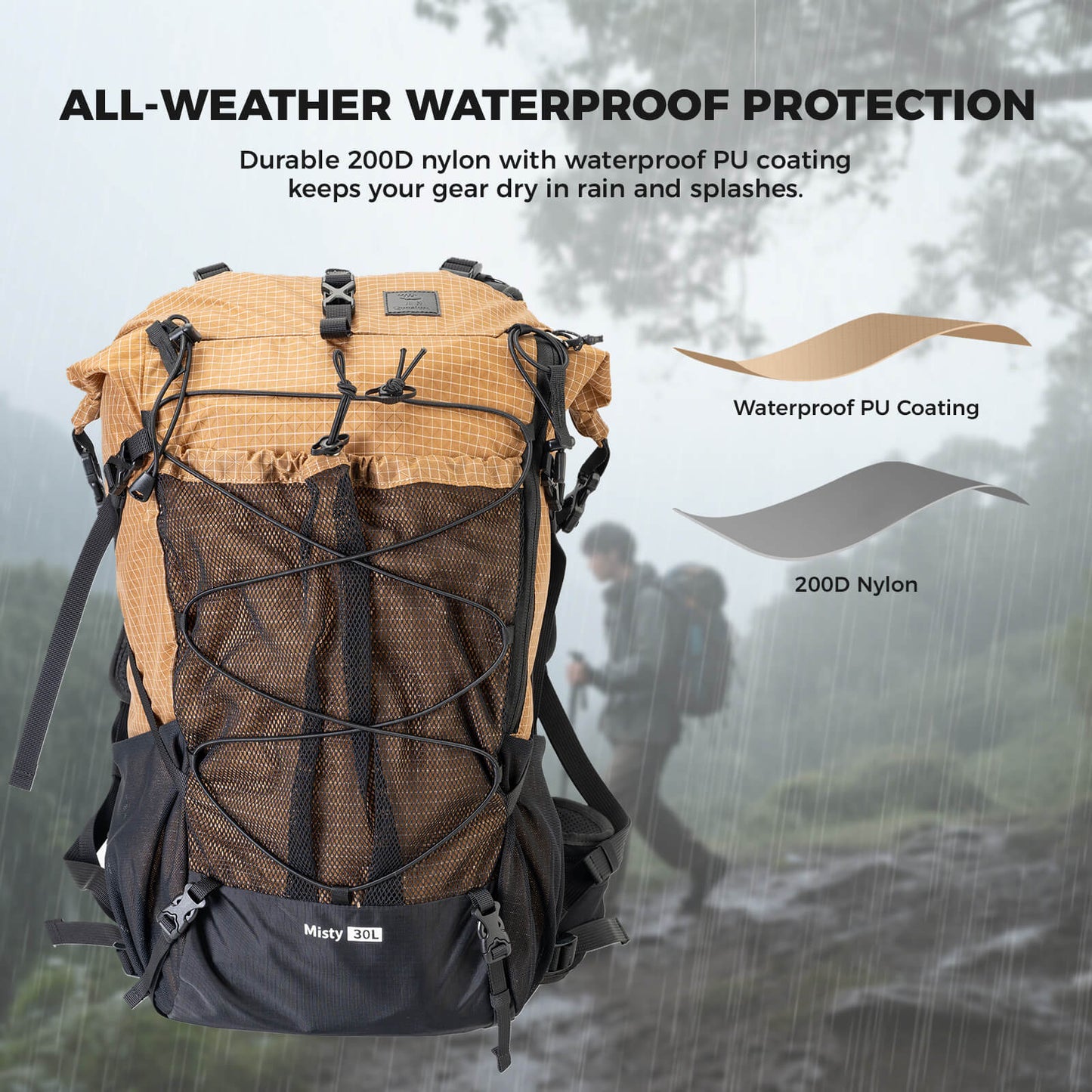 Qunature lightweight hiking backpack designed for outdoor adventures, offering comfort, durability, and practical storage options.