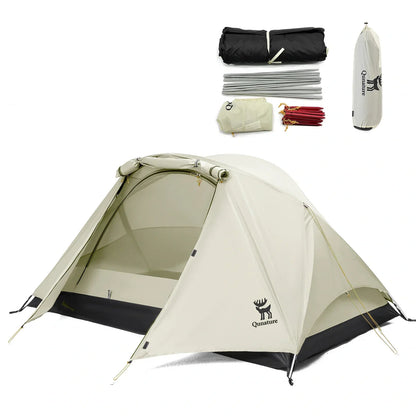 Lightweight Rainproof Tent with Aluminum Rods Easy Setup for Camping#color_Khaki