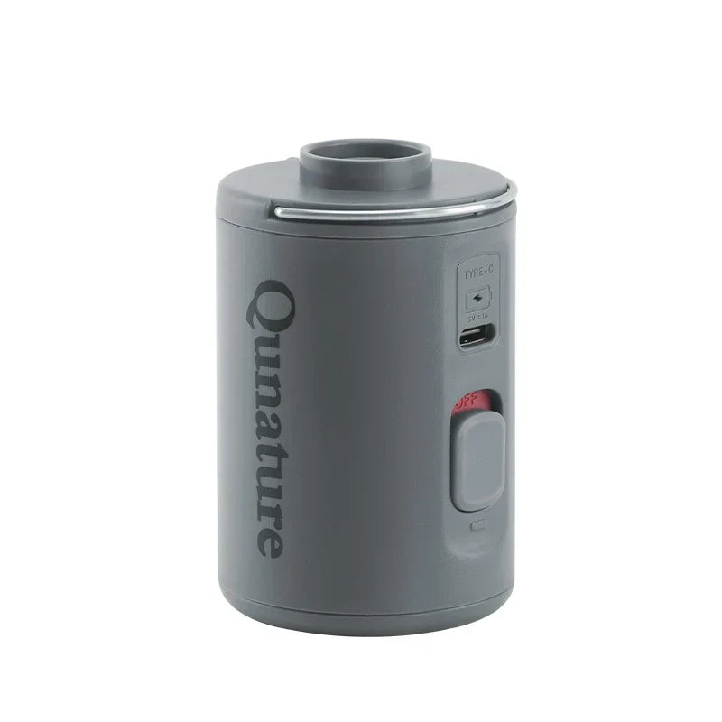 Gray cylindrical device with 'Qunature' branding on a white background#color_Gray