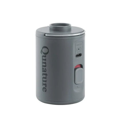Gray cylindrical device with 'Qunature' branding on a white background#color_Gray