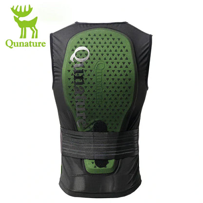The back of this black impact-resistant ski vest