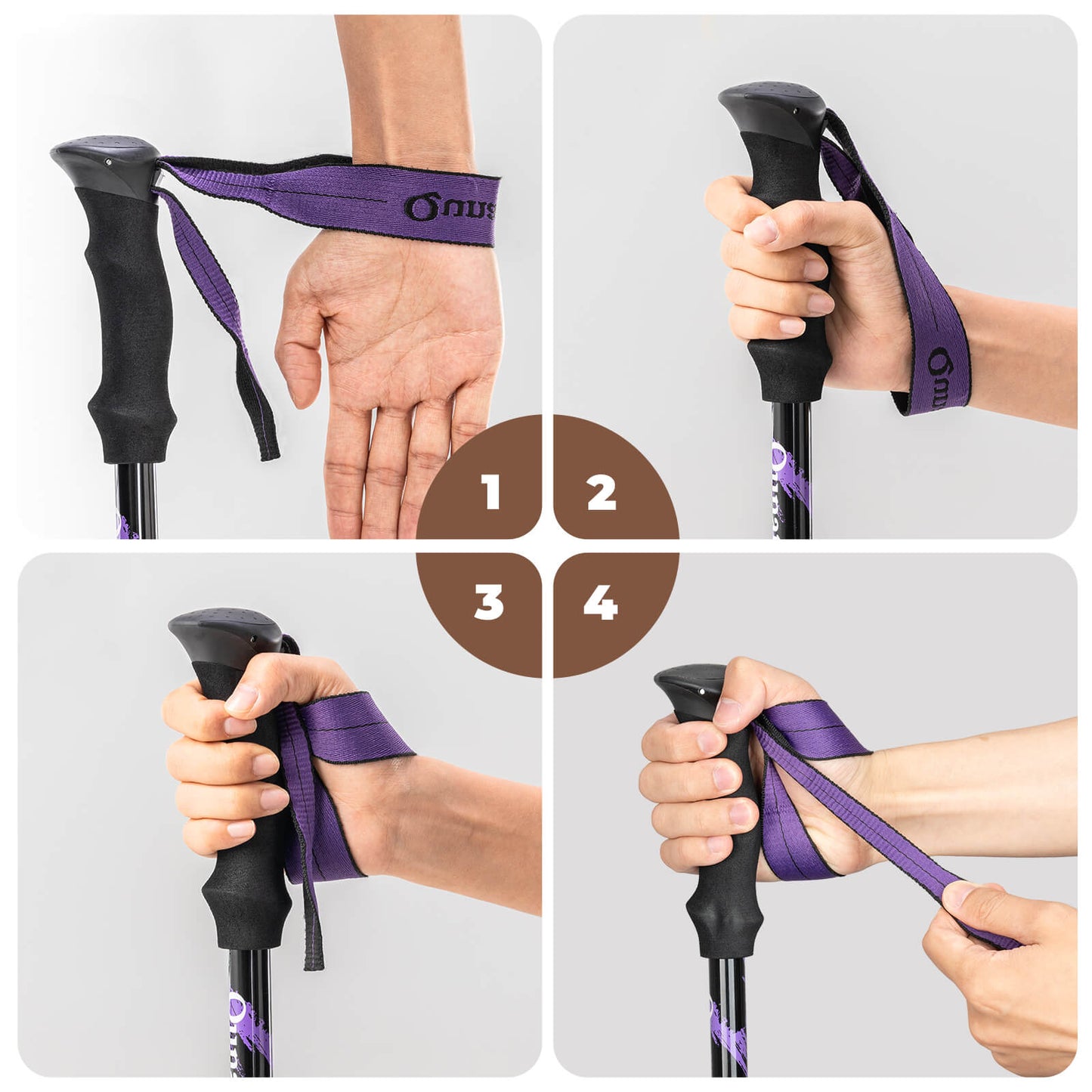 Qunature lightweight foldable trekking poles adjustable from 110 to 130cm, ideal for hiking, walking, and mountain adventures.
