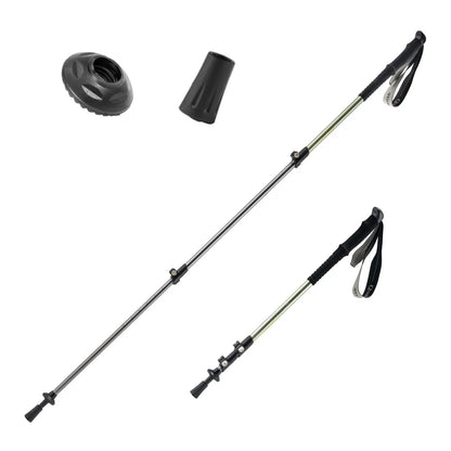 Two black hiking poles with adjustable components on a white background#Color_green