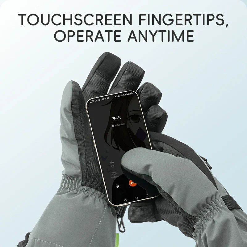 This windproof and non-slip split-finger ski glove can be used to slide the screen very conveniently