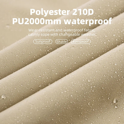 Textured fabric with waterproof properties and product features highlighted