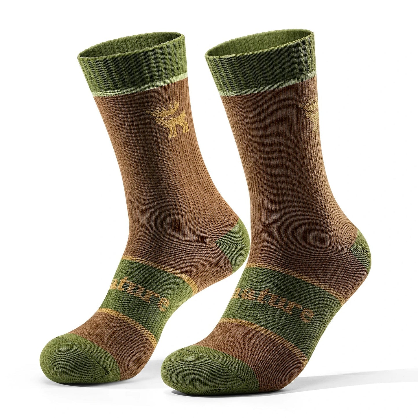 qunature mid-calf waterproof socks #Color_Khaki
