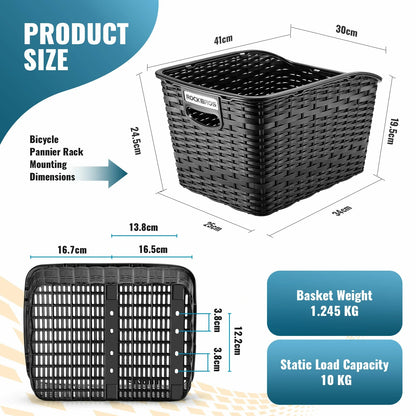 ROCKBROS rear rack bike basket large reflective 10kg load
