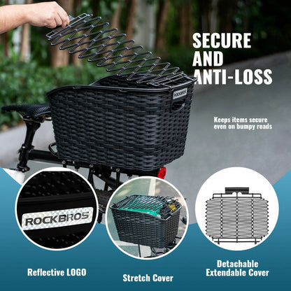 ROCKBROS rear rack bike basket large reflective 10kg load