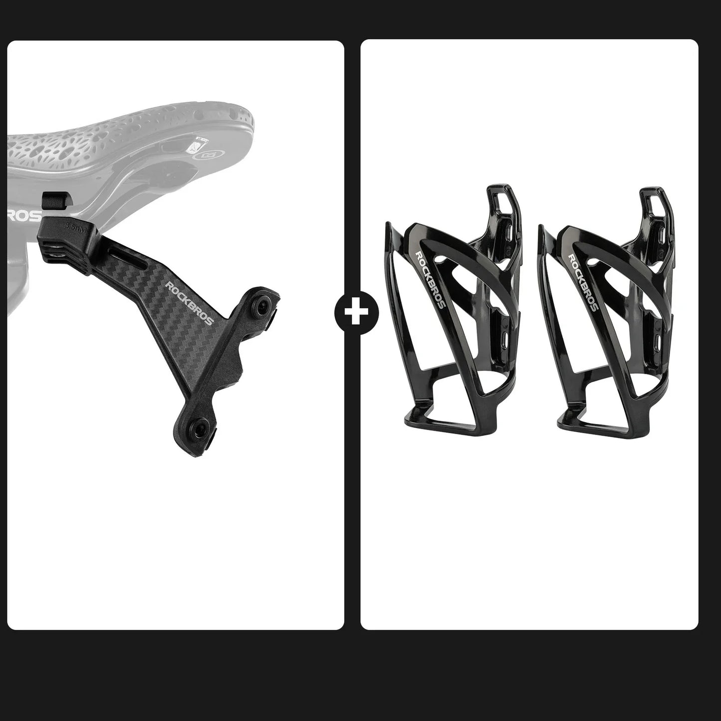 Rear Saddle Bottle Cage Set for Dual Hydration Setup#Color_Black