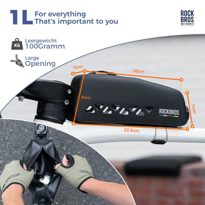 road to sky 100% waterproof bike frame bag model as-142 with secure storage 