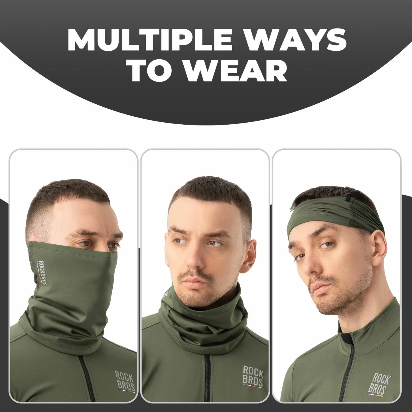 Road-to-Sky dark green cycling neck gaiter bike scarf for outdoor riding#Color_Green