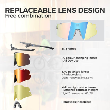 road to sky boundless photochromic cycling sunglasses with uv400 protection #Color_Black