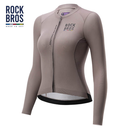 road to sky women’s long-sleeved cycling jersey with breathable and quick-drying fabric for road rides #Color_Light Brown