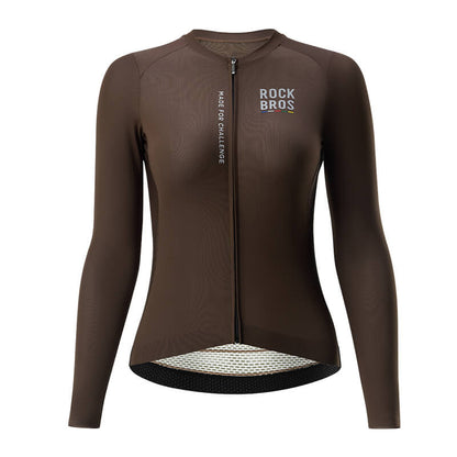 road to sky women’s long-sleeved cycling jersey with breathable and quick-drying fabric for road rides #Color_Brown