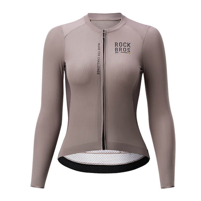 road to sky women’s long-sleeved cycling jersey with breathable and quick-drying fabric for road rides #Color_Light Brown