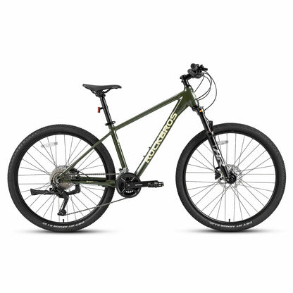 Rockbros 27.5 inch aluminium mountain bike in green with suspension fork and disc brakes#color_green