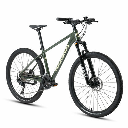 Rockbros 27.5 inch aluminium mountain bike in green with suspension fork and disc brakes#color_green