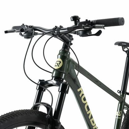 Rockbros 27.5 inch aluminium mountain bike in green with suspension fork and disc brakes#color_green