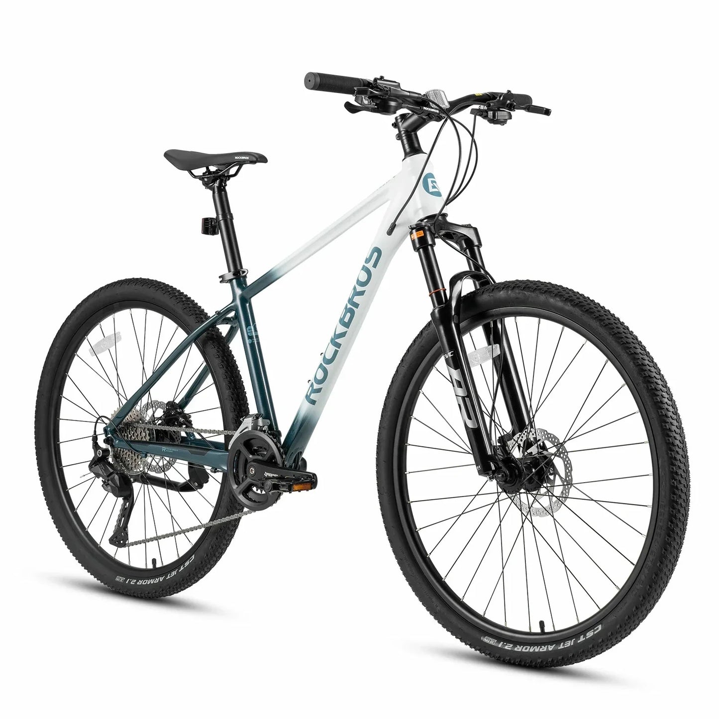 Rockbros 27.5 inch aluminium mountain bike in teal for cross-country and trail riding#color_lake teal