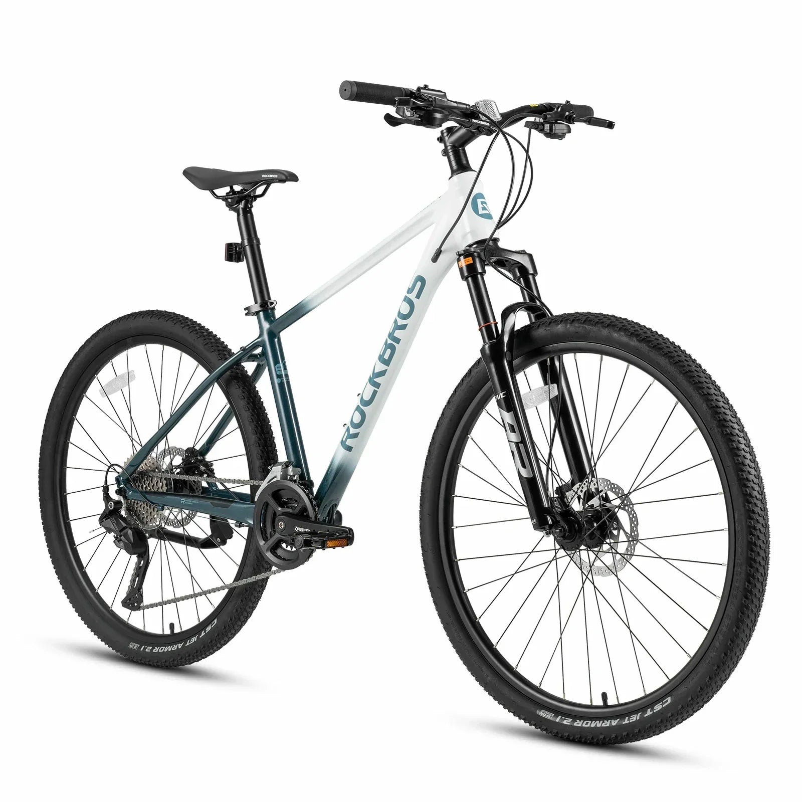 Rockbros 27.5 inch aluminium mountain bike in teal for cross-country and trail riding#color_lake teal