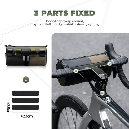 ROCKBROS 1.7L bicycle handlebar bag with detachable shoulder strap, ideal for daily rides and quick-access storage on the go.