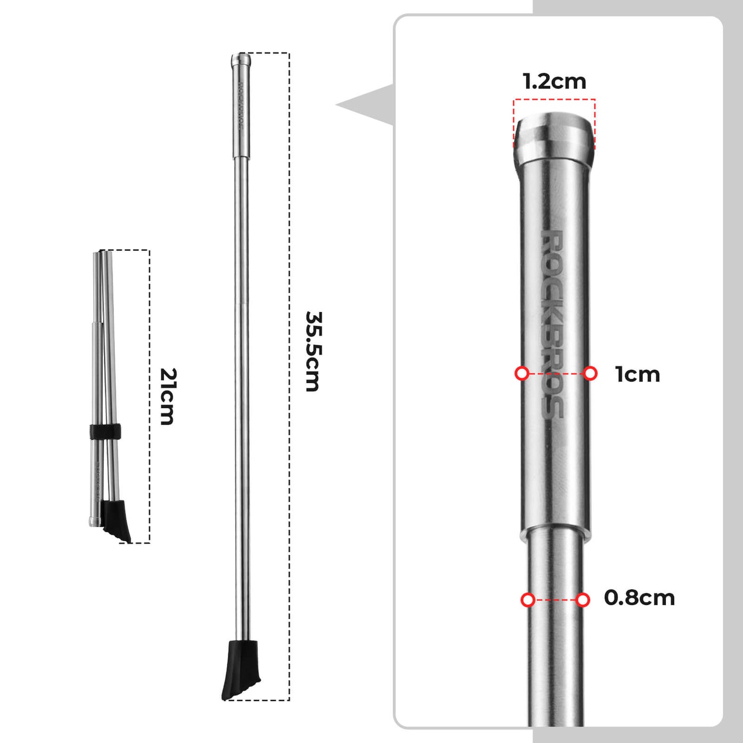 rockbros silver aluminium folding kickstand locked #Style_Stainless steel