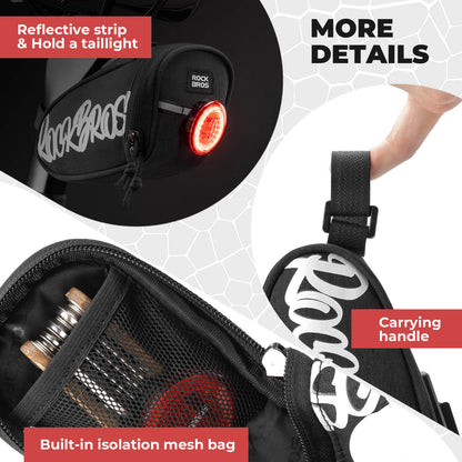 rockbros portable bicycle saddle bag g007 for compact and convenient storage