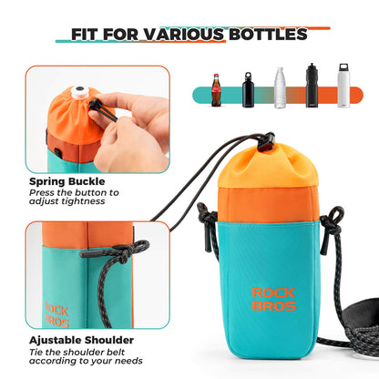 rockbros handlebar bag p004 with bottle holder and shoulder strap for cycling convenience