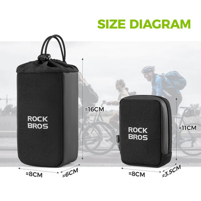 rockbros 2-in-1 black saddle bag with built-in bottle cage, 1.5 l waterproof pu shell and reflective trim