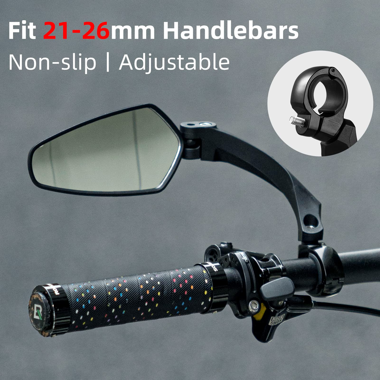 ROCKBROS Bike Handlebar Rear View Mirror with HD Anti-Glare Glass - ROCKBROS