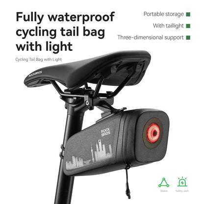 Bike Saddle Bag Waterproof with Brake Sensor Tail Light - AS-141 - ROCKBROS-UK