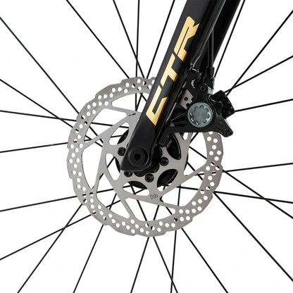 Rockbros carbon road bike in deep black with disc brakes and integrated carbon handlebar#COLOR_Shiny Black