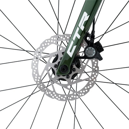 Rockbros carbon road bike in deep black with disc brakes and integrated carbon handlebar#COLOR_Dark Green