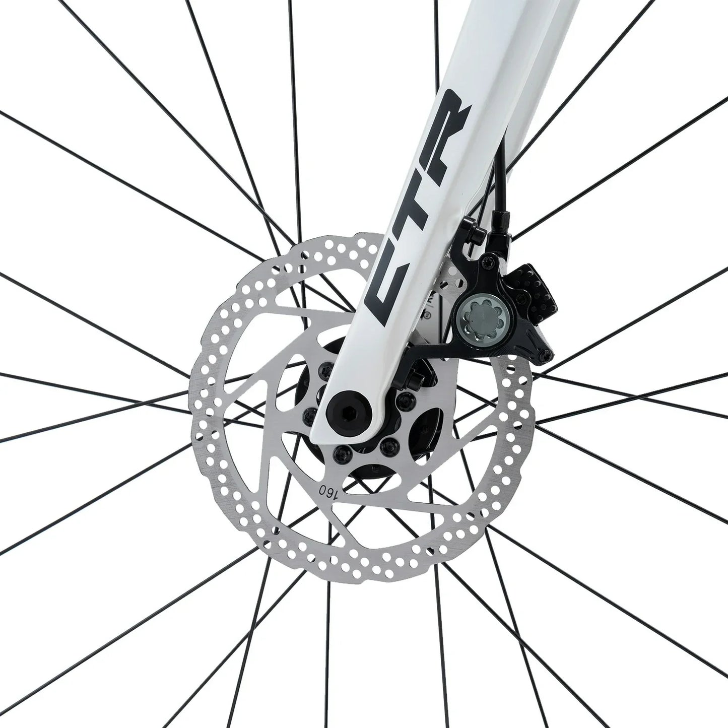 Rockbros carbon road bike in deep black with disc brakes and integrated carbon handlebar#COLOR_White