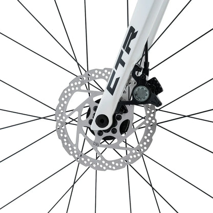 Rockbros carbon road bike in deep black with disc brakes and integrated carbon handlebar#COLOR_White