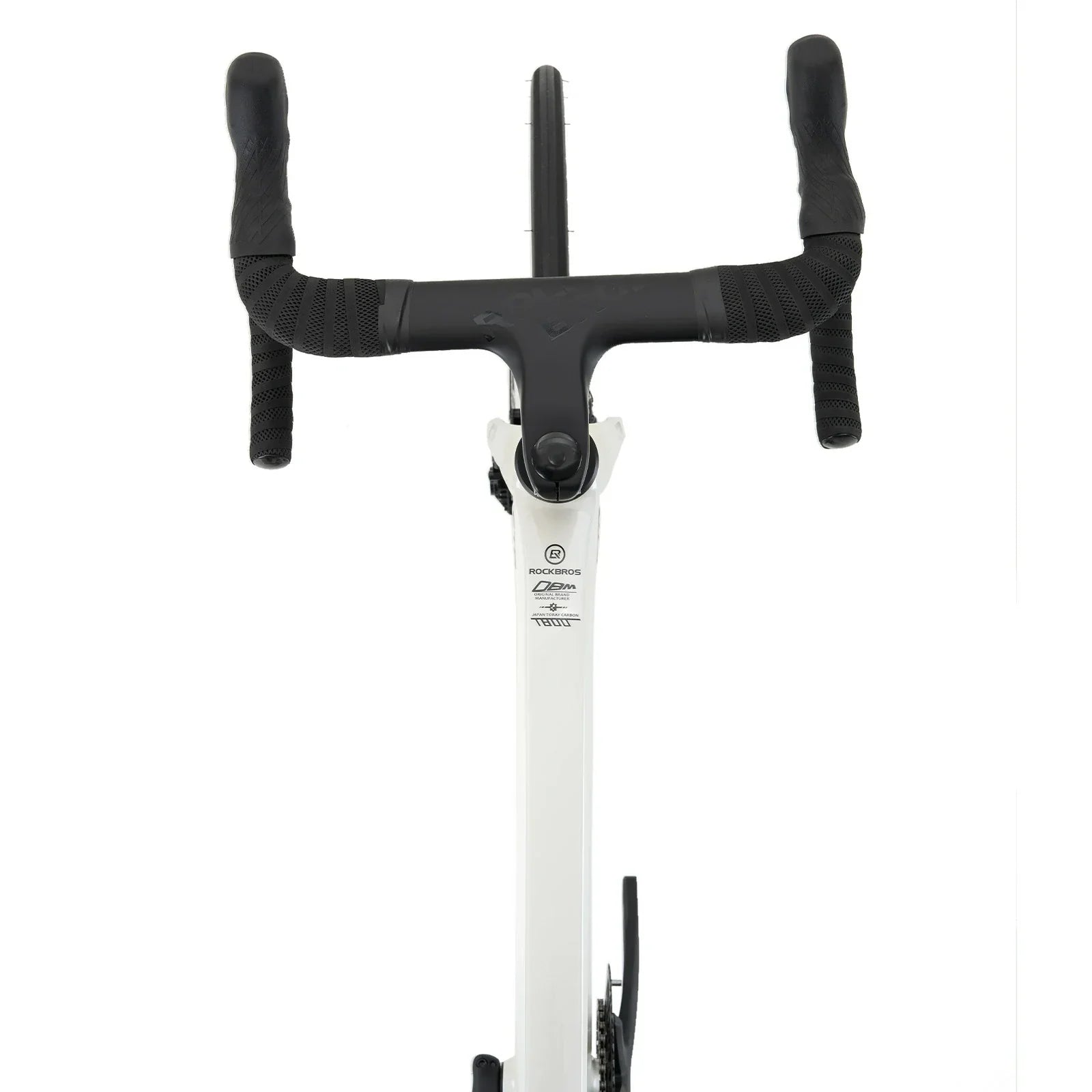 Rockbros carbon road bike in deep black with disc brakes and integrated carbon handlebar#COLOR_White