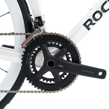 Rockbros carbon road bike in deep black with disc brakes and integrated carbon handlebar#COLOR_White