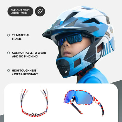 ROCKBROS Children's Cycling glasses UV400 Protection Sunglasses for Boys Girls #Color_Black Blue