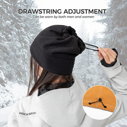 rockbros thermal fleece balaclava in black, windproof and breathable