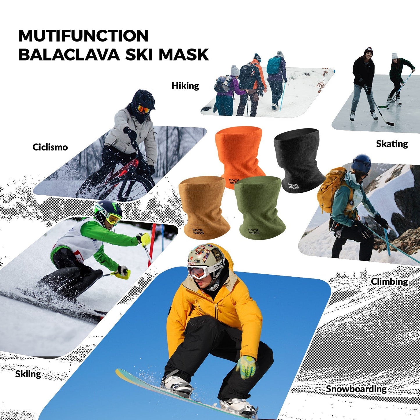 rockbros thermal fleece balaclava in black, windproof and breathable