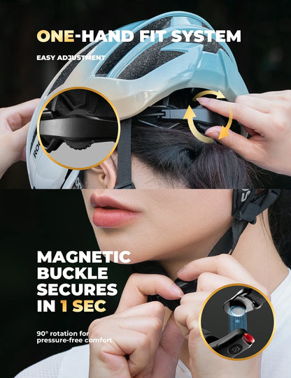 ROCKBROS cycling helmet LK-69 with bionic support structure, offering enhanced impact protection, comfort, and aerodynamic performance for road cycling.