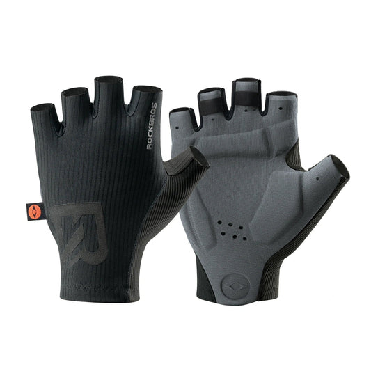 rockbros elastic interface half-finger cycling gloves with gel padding for comfort and control #Color_Black