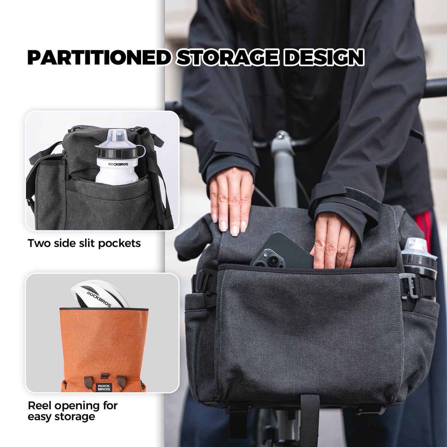 rockbros folding bike handlebar bag and backpack h46 convertible commuter storage solution